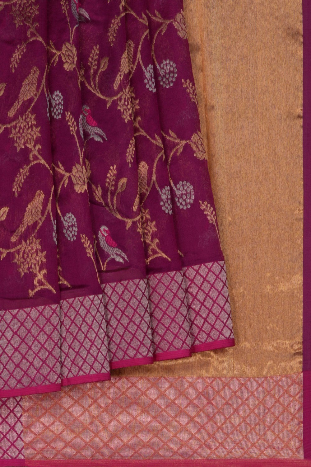 Image of Chanderi Silk Magenta Pink Saree