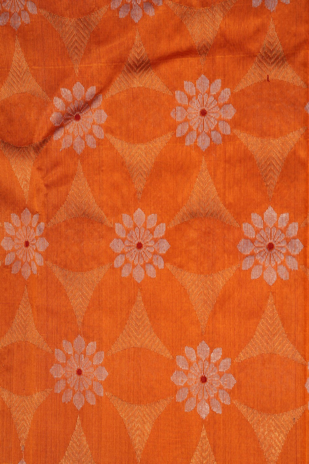 Chanderi Silk Coral Orange Saree