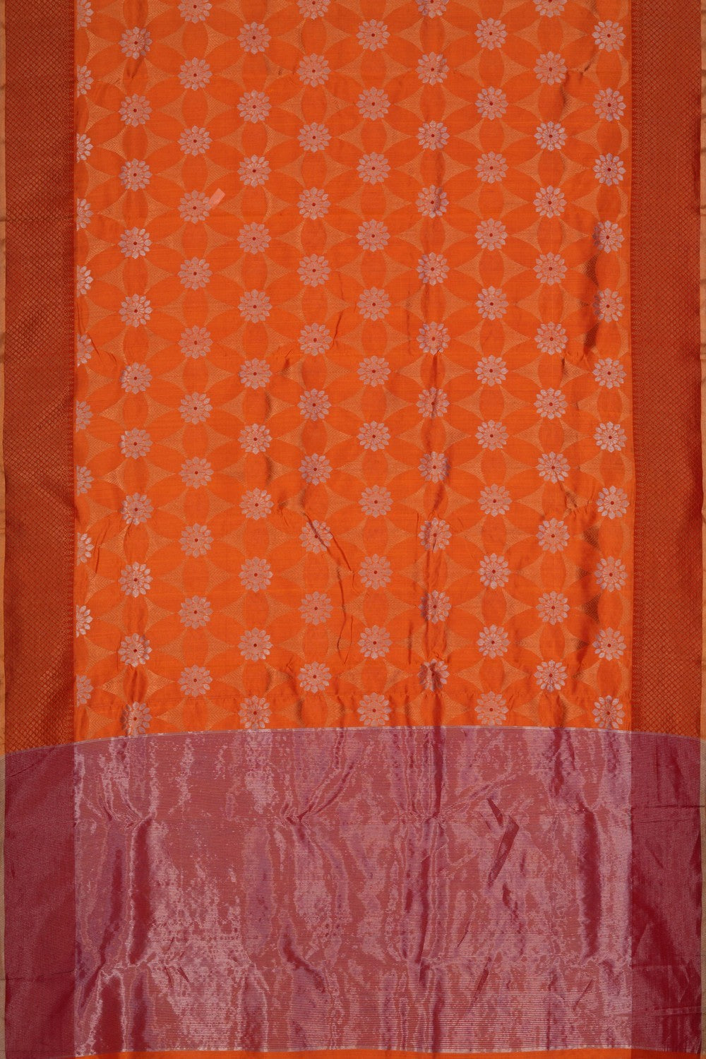 Image of Chanderi Silk Coral Orange Saree