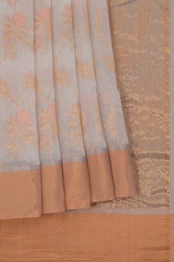 Image of Chanderi White Saree