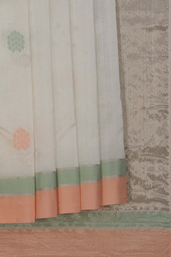 Image of Chanderi Silk White Saree