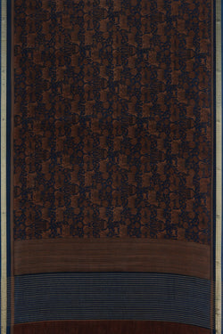 Image of Cow Printed Blue Saree
