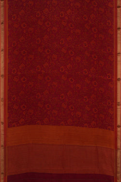 Image of Floral Printed Red Saree