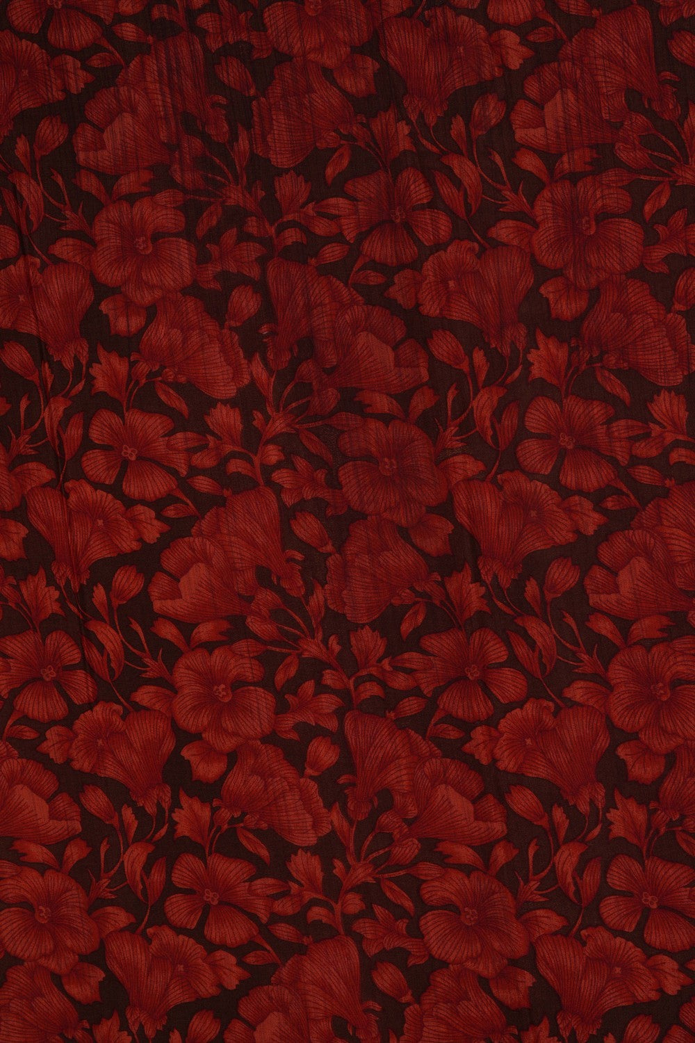 Floral Printed Red Saree