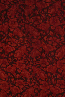 Image of Floral Printed Red Saree