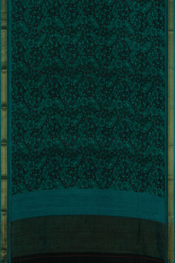 Image of Floral Printed Green Saree