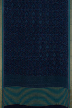 Image of Floral Printed Blue Saree