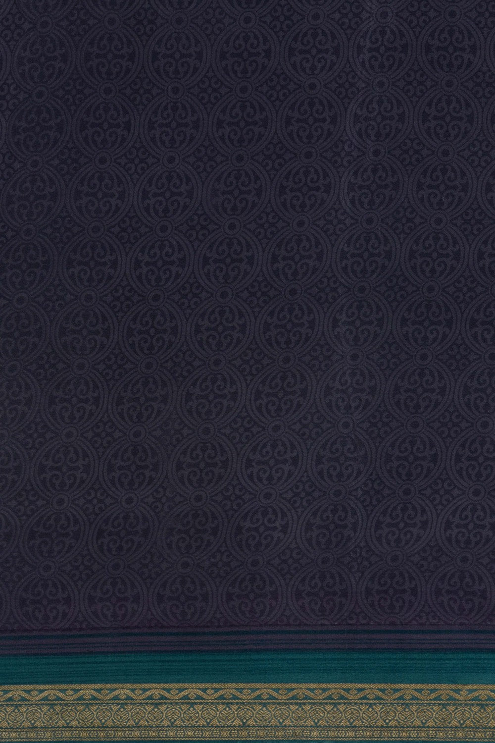 Image of Floral Printed Blue Saree