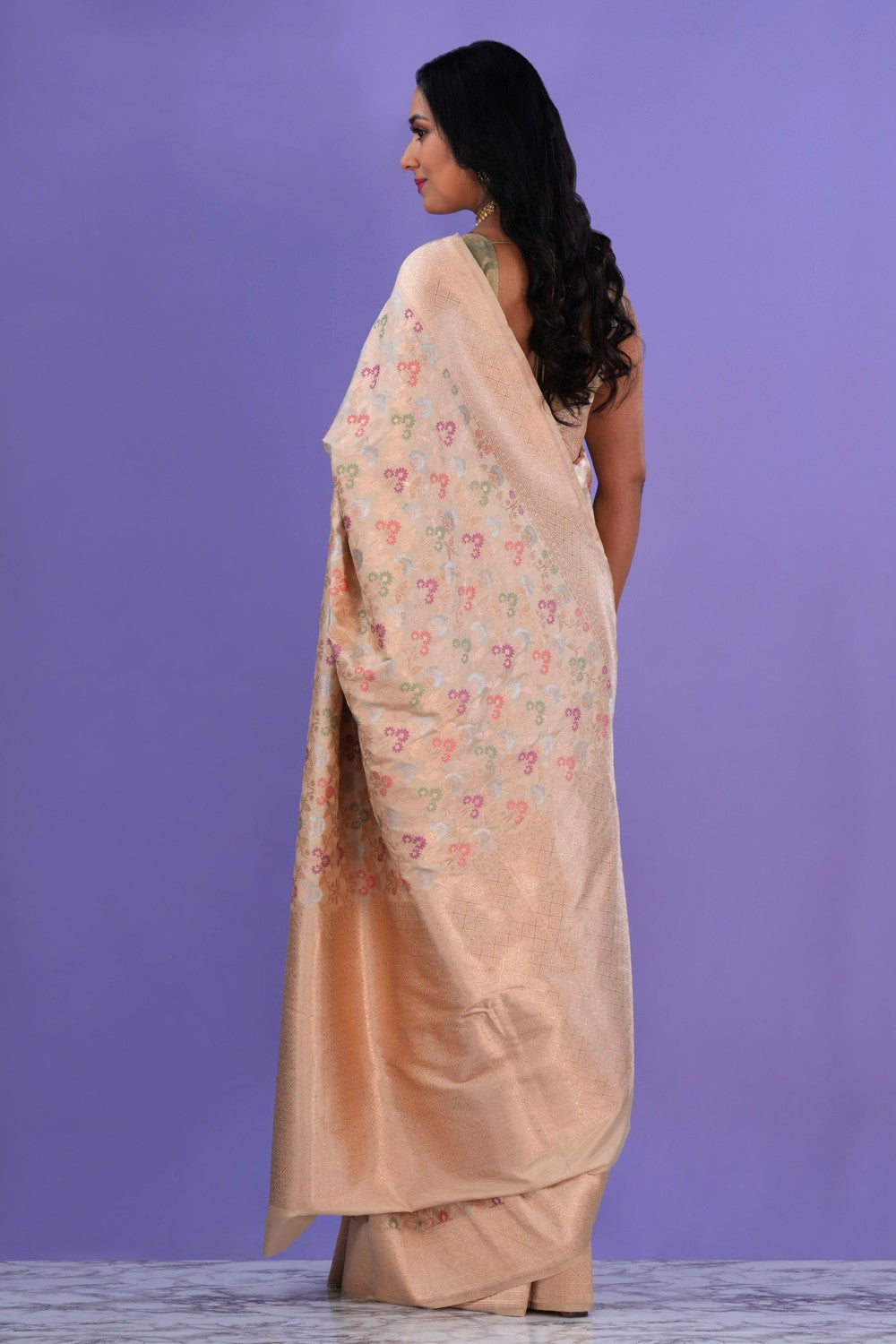 Image of Banarasi Katan Silk Off-White Saree