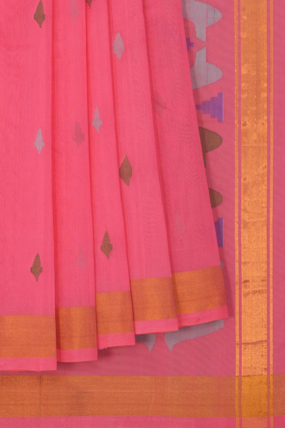 Image of Uppada Cotton Pink Saree