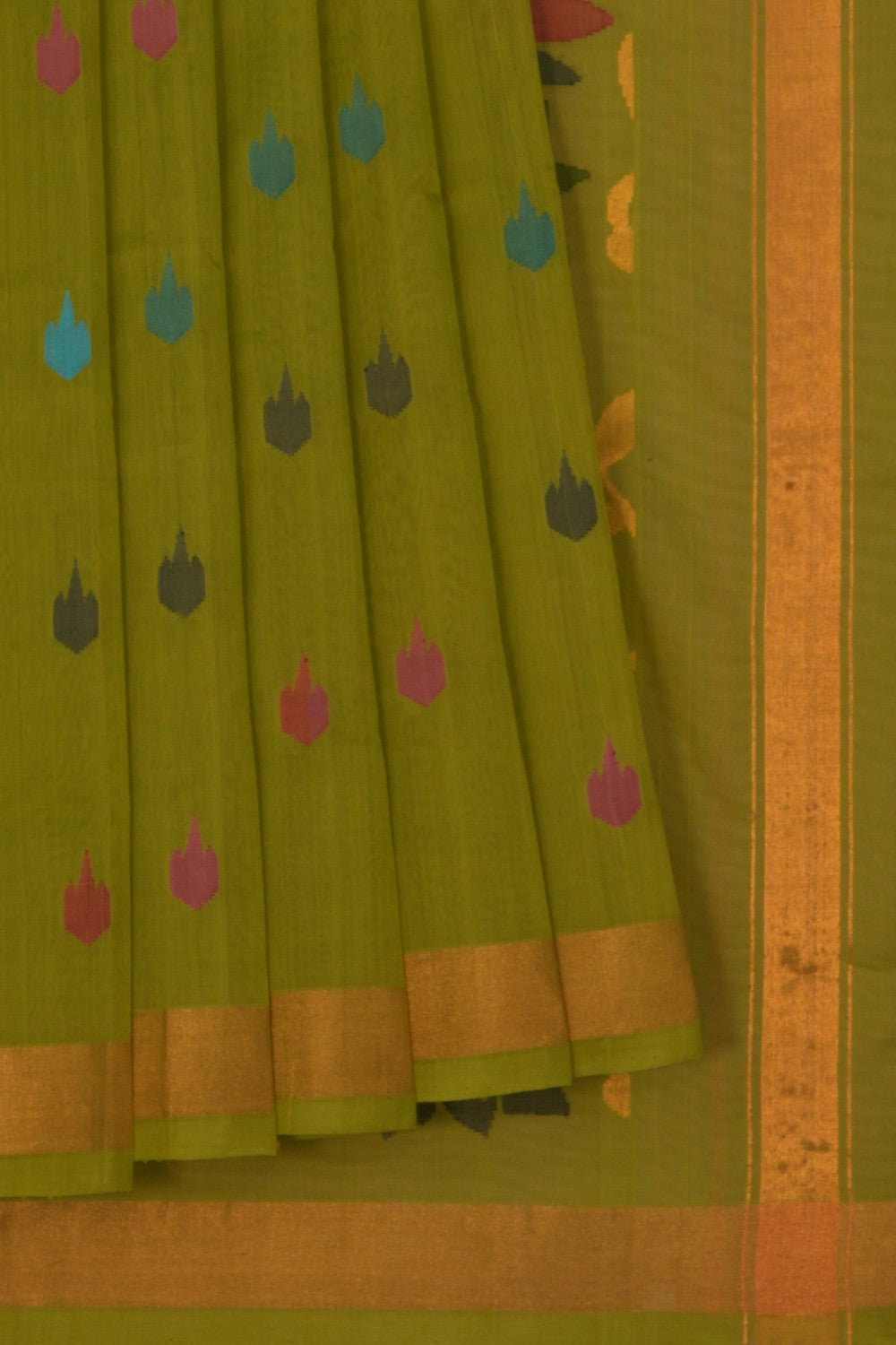 Image of Uppada Cotton Green Saree