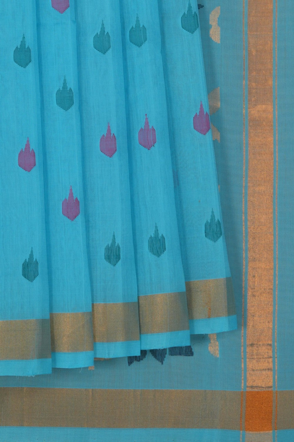 Image of Uppada Cotton Blue Saree