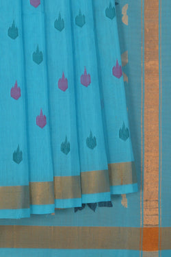 Image of Uppada Cotton Blue Saree