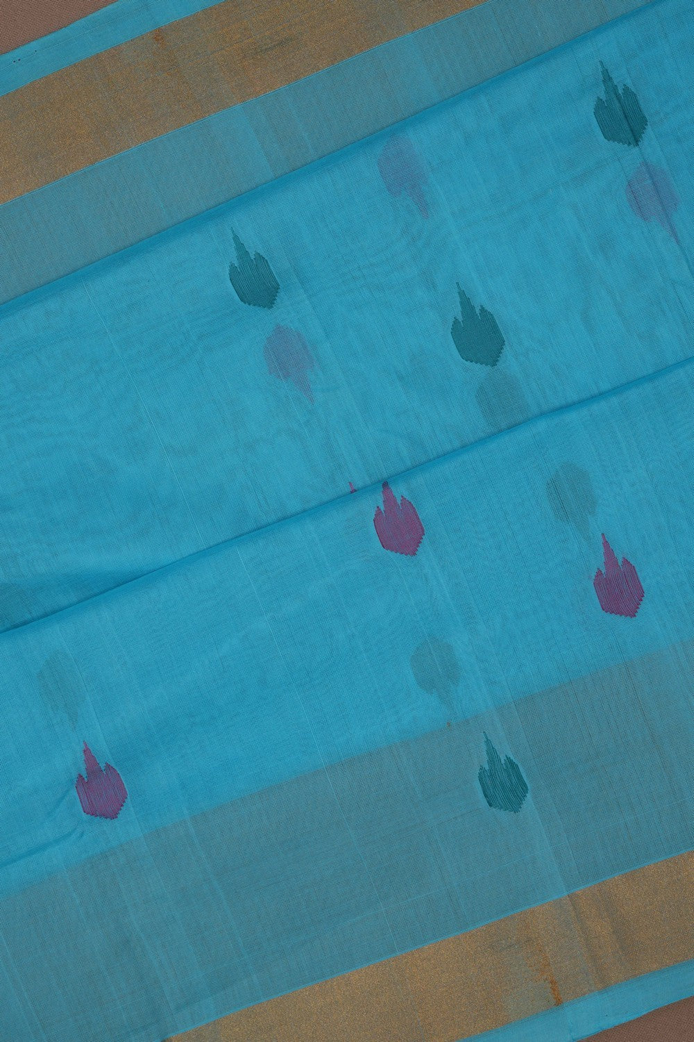 Image of Uppada Cotton Blue Saree