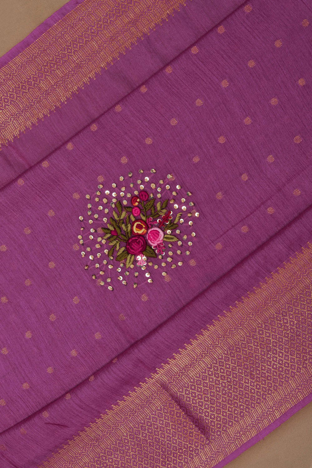 Image of A Dupion Silk Embroidery Saree