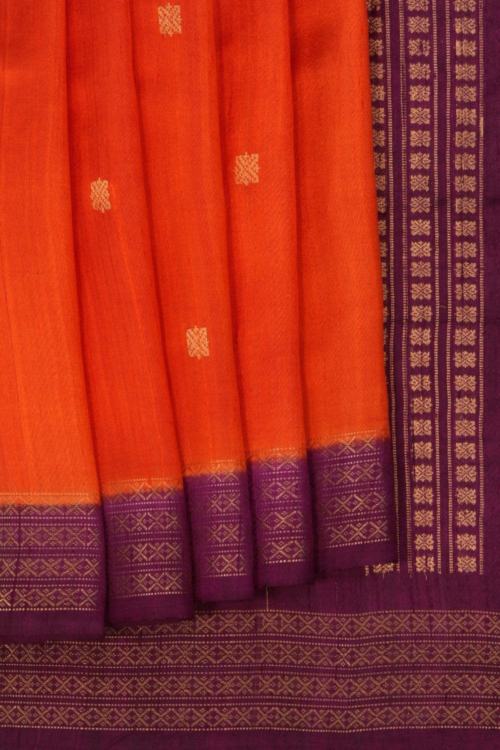 Image of Dupion Silk Orange Saree