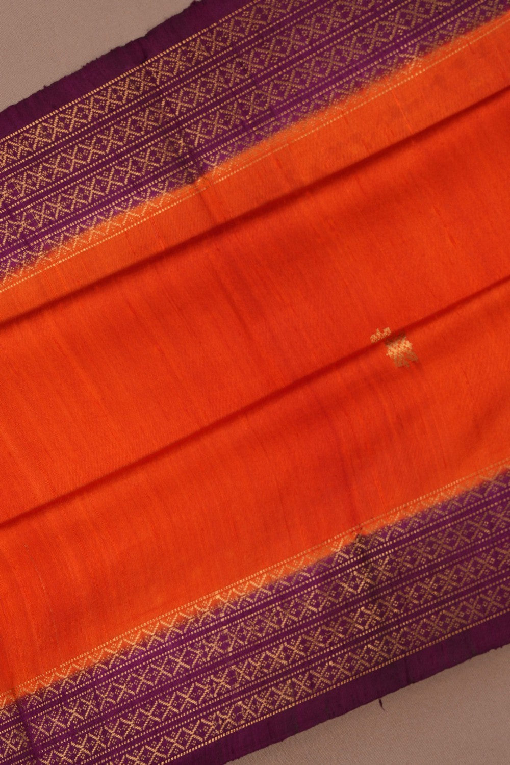 Image of Dupion Silk Orange Saree