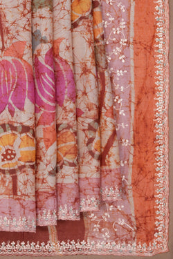 Image of Tussar Silk Batik Printed Saree