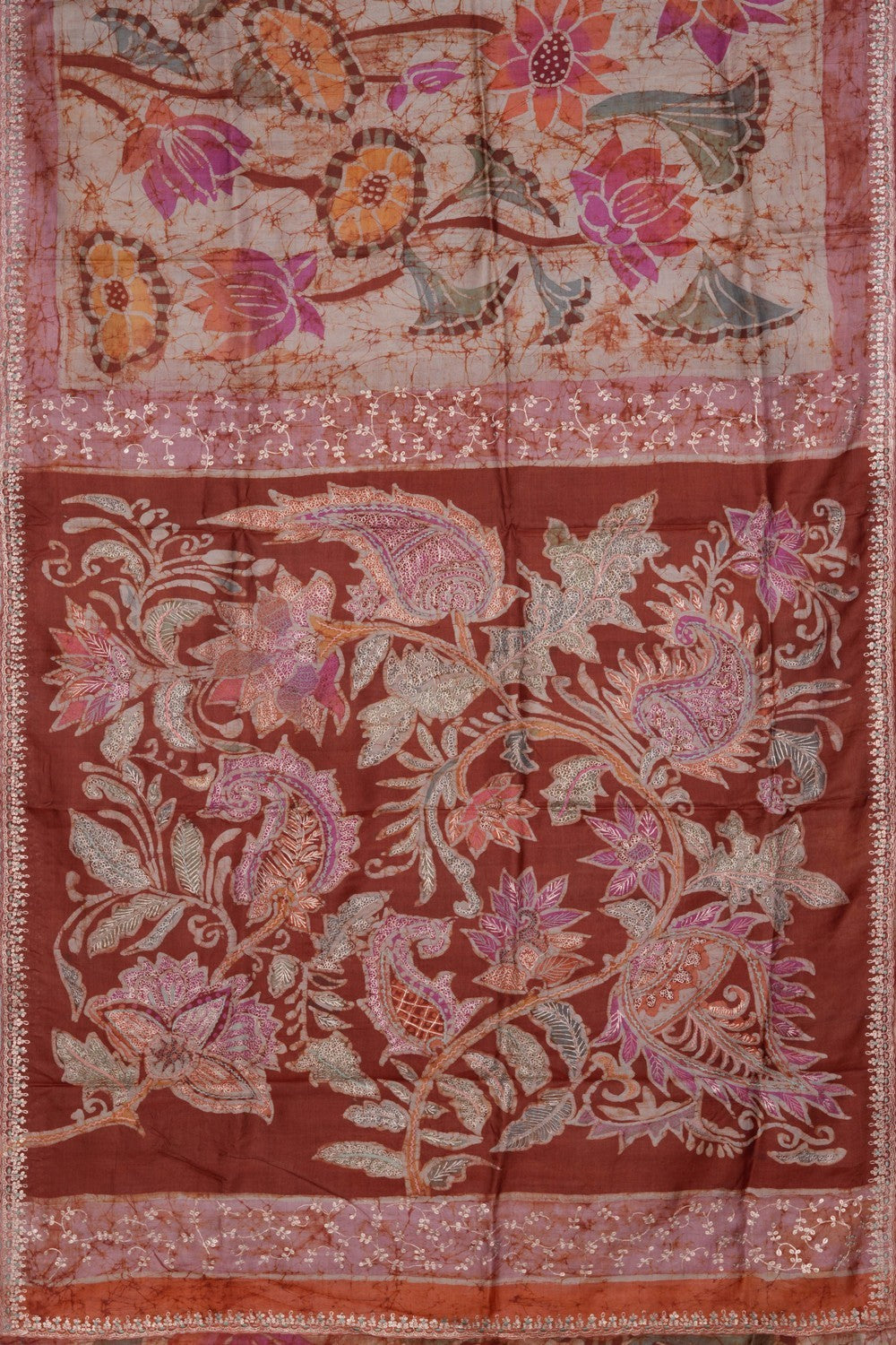 Tussar Silk Batik Printed Saree
