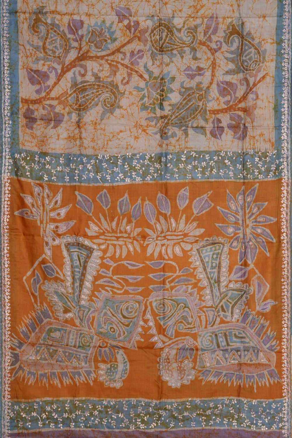 Tussar Silk Batik Printed Saree
