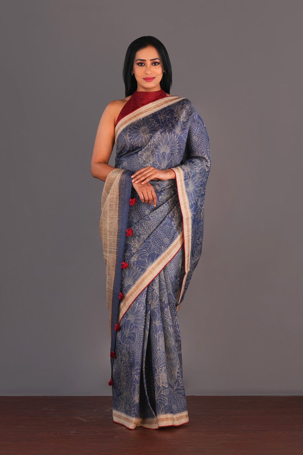 Image of Tussar Silk Exotic Floral Printed Saree