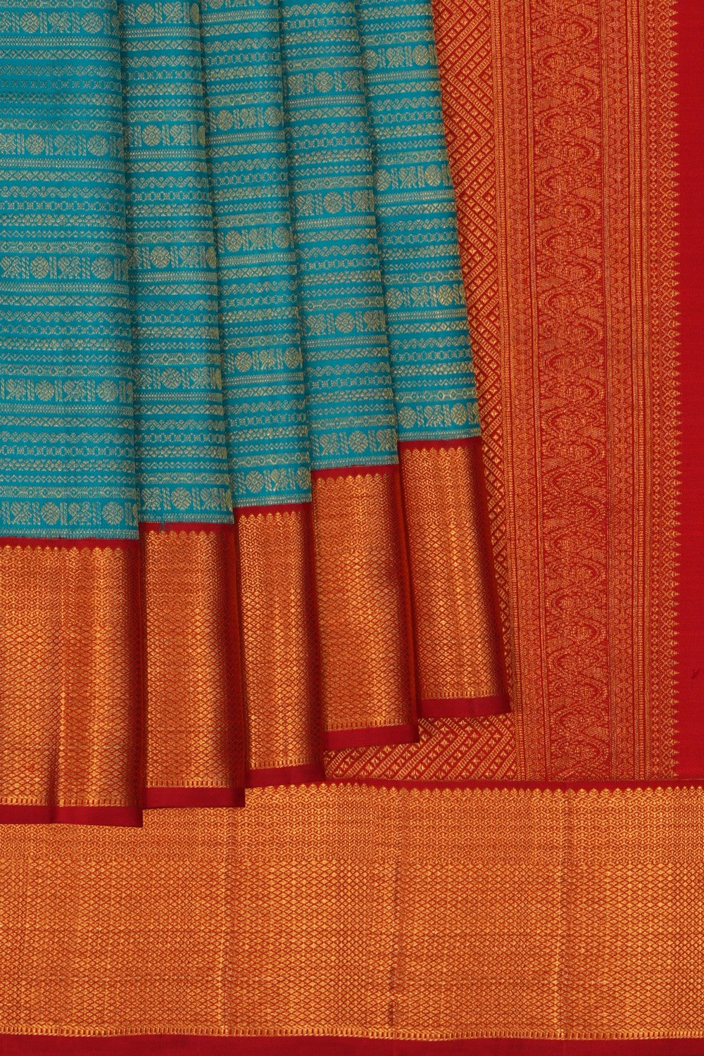 Image of Kanchipattu Brocade Sea Blue Saree