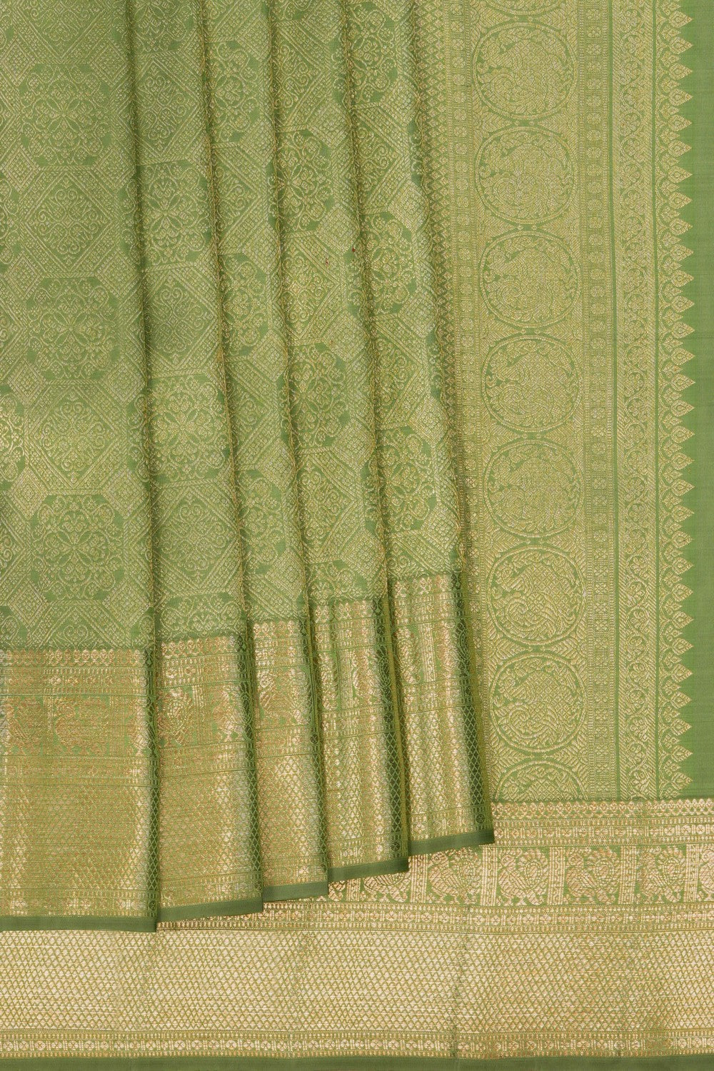 Image of Kanchipattu Brocade Sage Green Saree