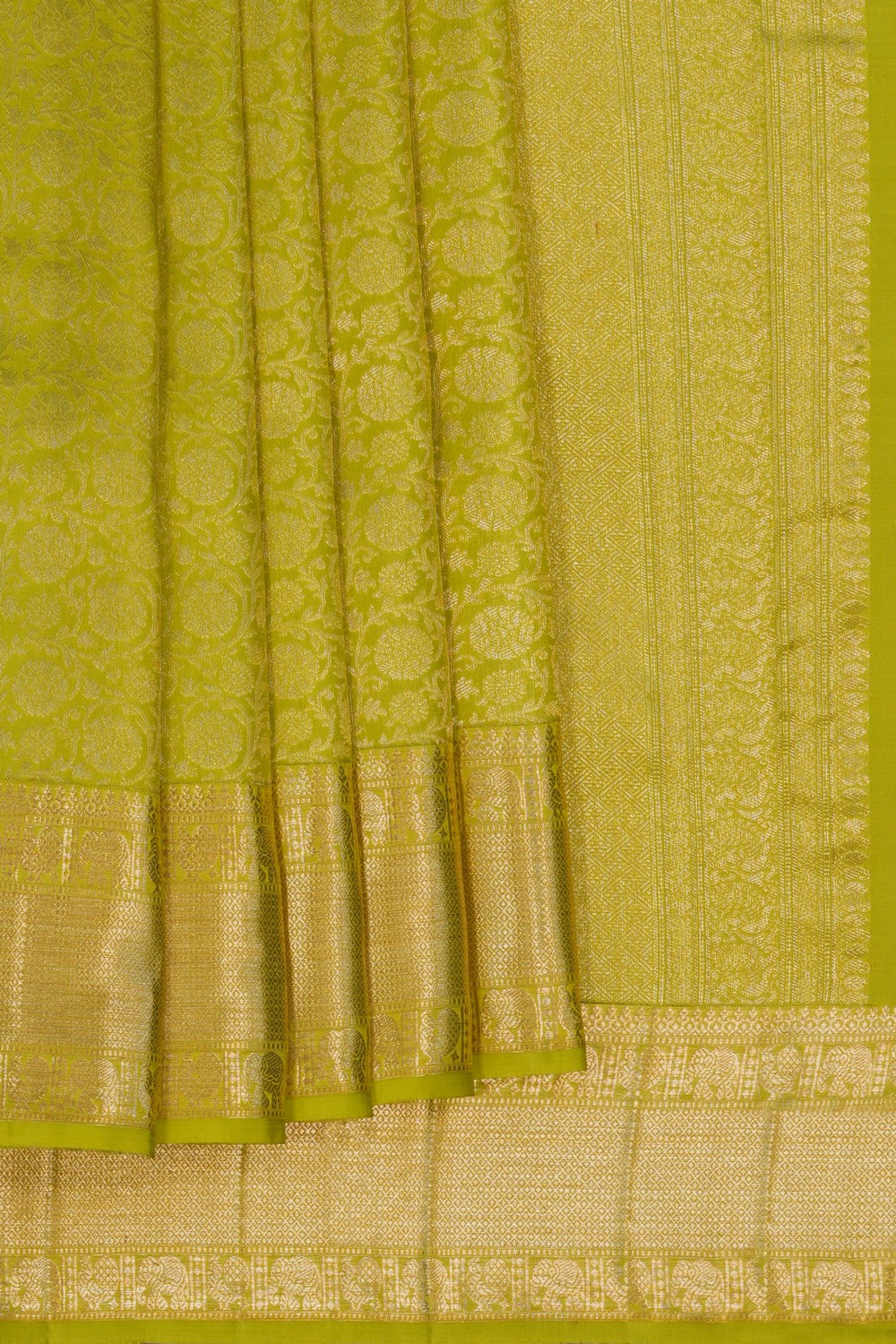 Image of Kanchipattu Brocade Spring Green Saree