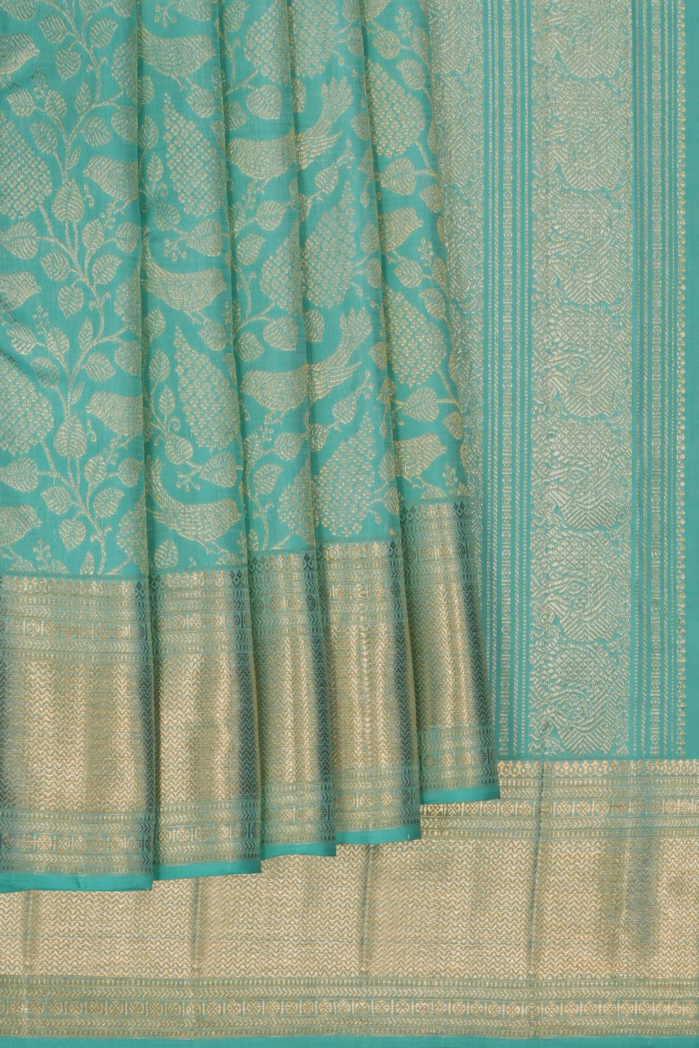 Image of Kanchipattu Brocade Turquoise Green Saree