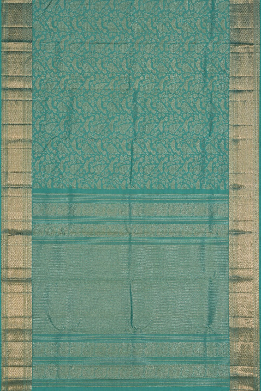 Image of Kanchipattu Brocade Turquoise Green Saree