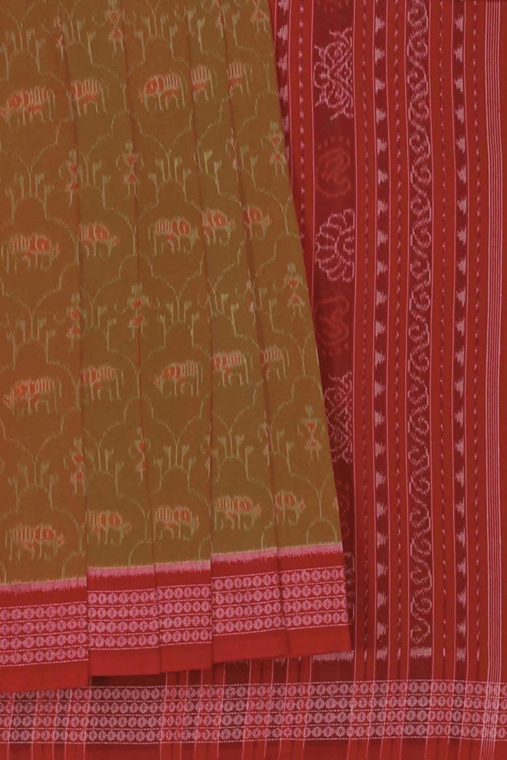 Sambalpuri Cotton Mustard Saree