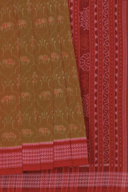 Image of Sambalpuri Cotton Mustard Saree