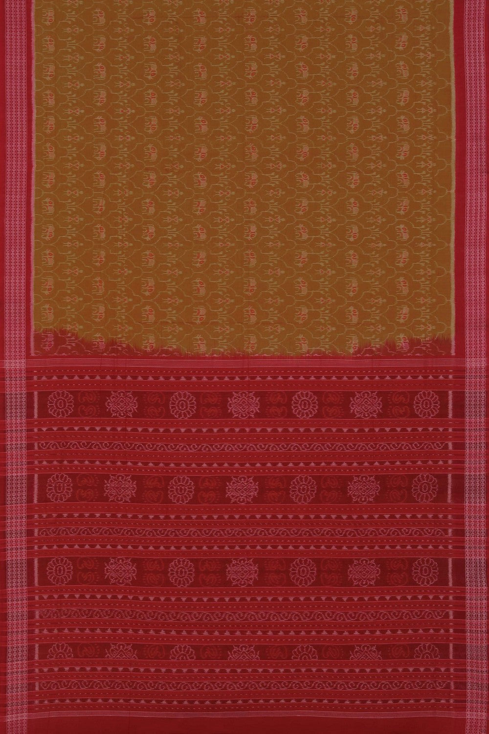 Sambalpuri Cotton Mustard Saree