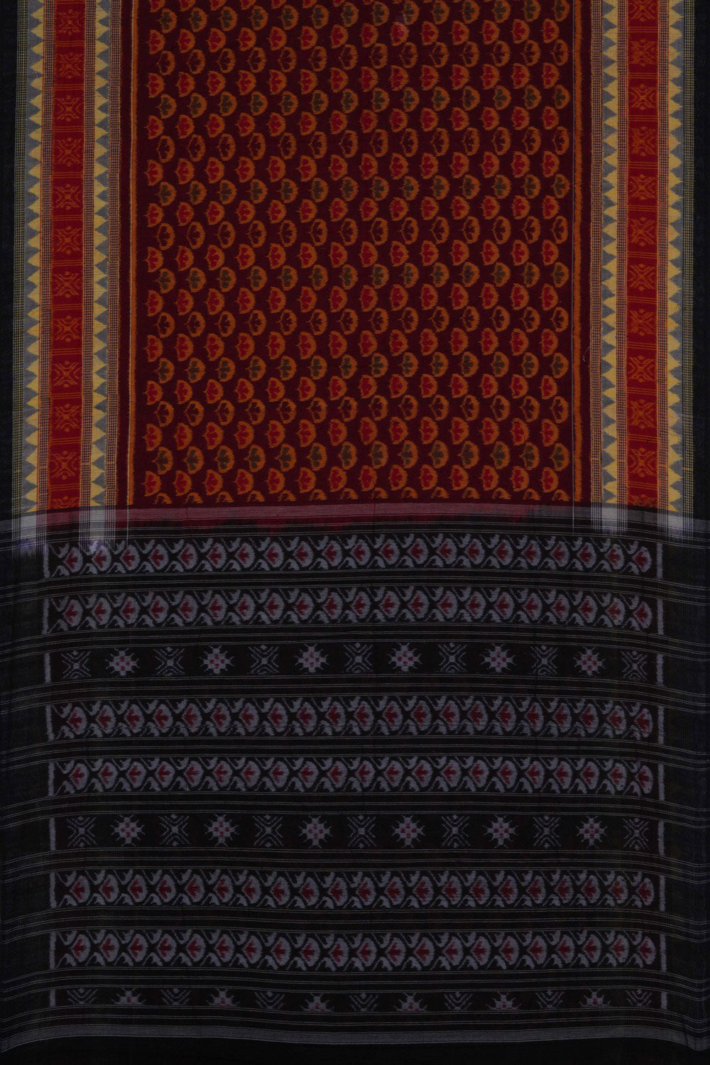 Sambalpuri Cotton Maroon Saree