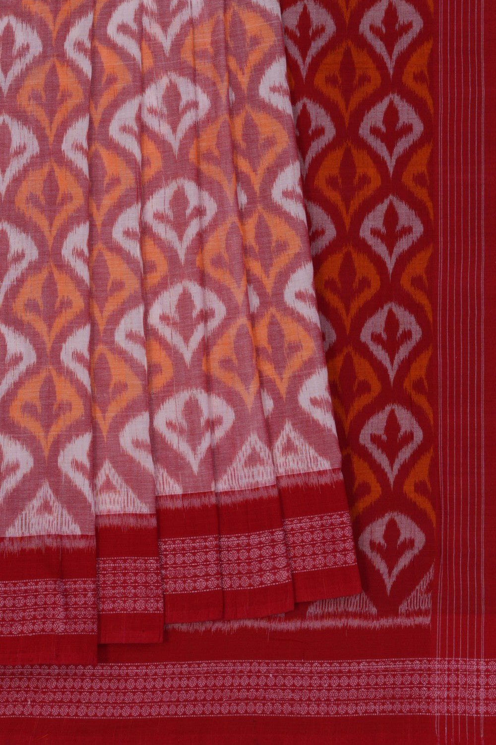 Image of Sambalpuri Cotton Red Saree