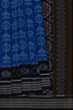 Image of Sambalpuri Cotton Blue Saree