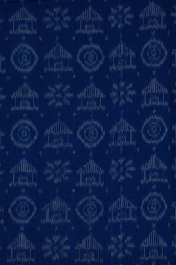 Image of Sambalpuri Cotton Blue Saree