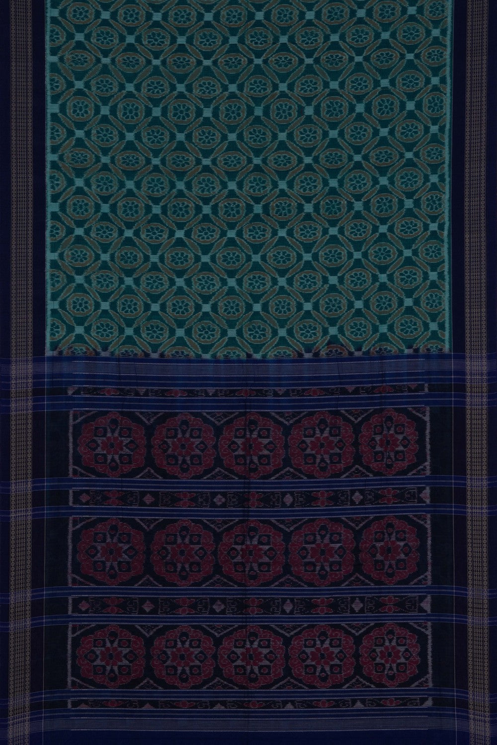 Image of Sambalpuri Cotton Teal Green Saree