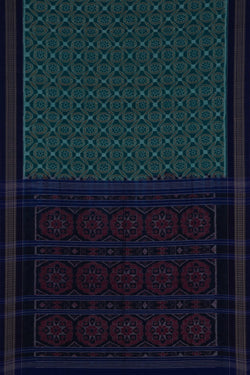 Image of Sambalpuri Cotton Teal Green Saree