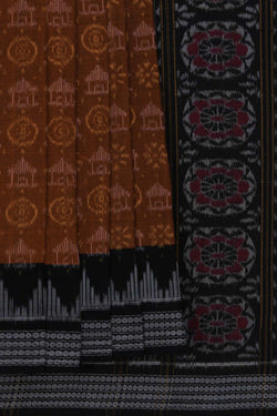 Image of Sambalpuri Cotton Rust Orange Saree