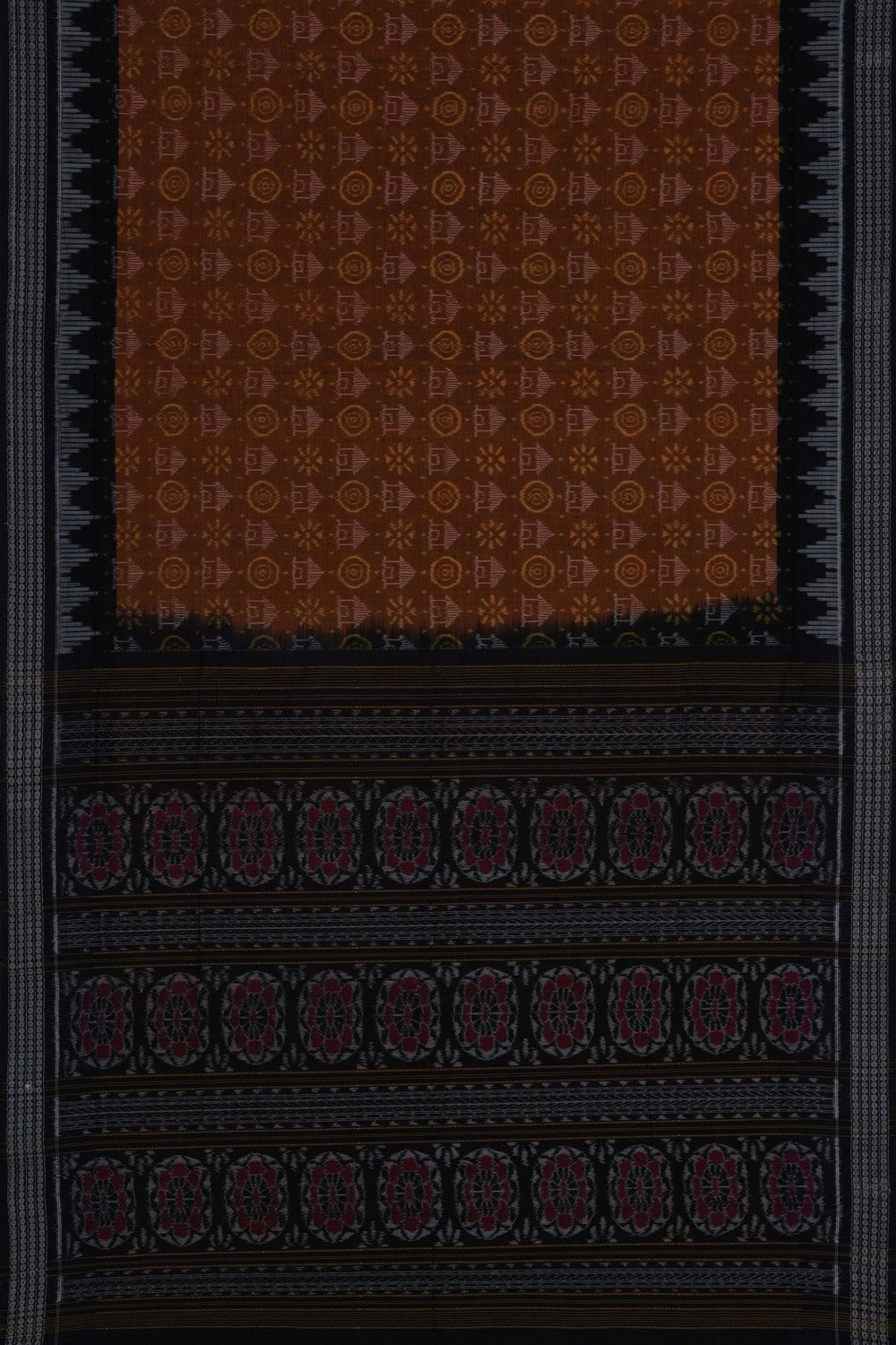 Sambalpuri Cotton Rust Orange Saree