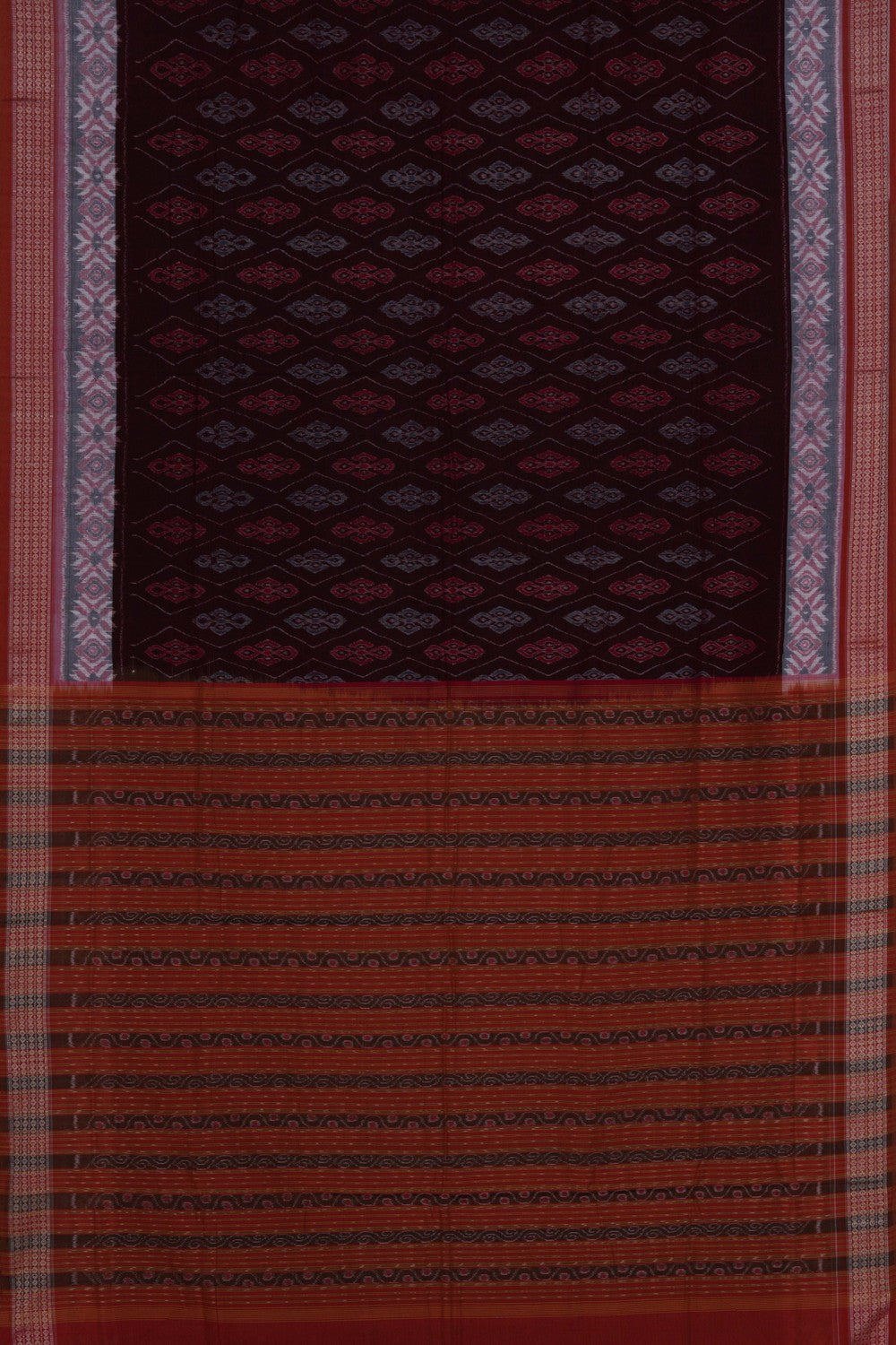 Image of Sambalpuri Cotton Maroon Saree