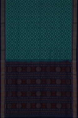 Image of Sambalpuri Cotton Teal Green Saree
