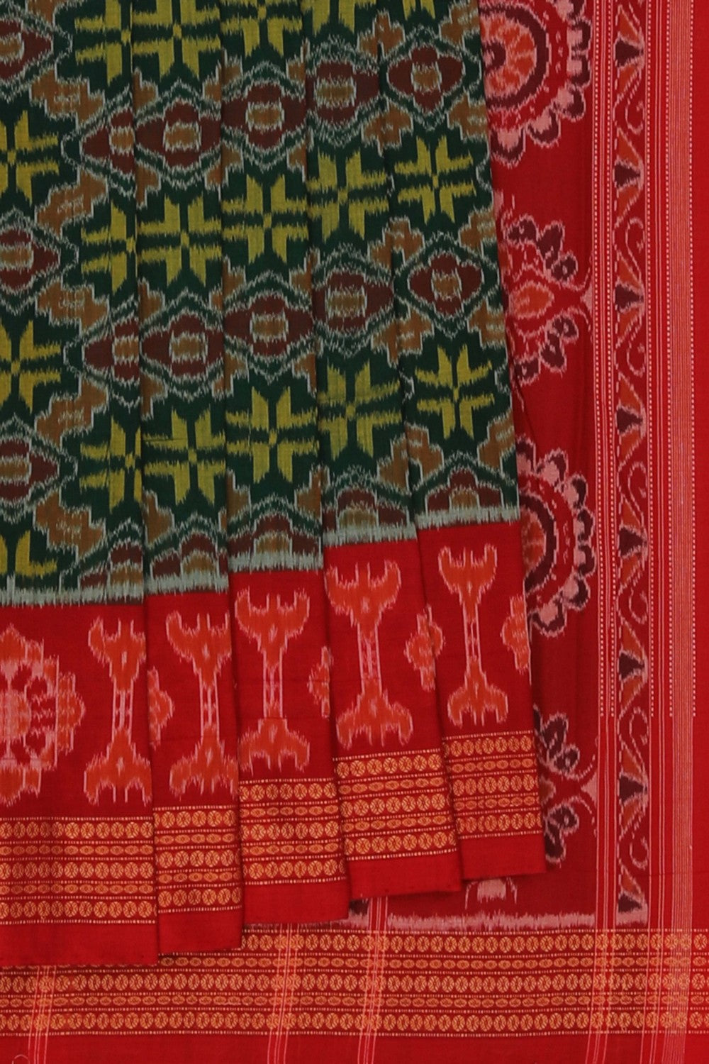 Sambalpuri Cotton Green Saree