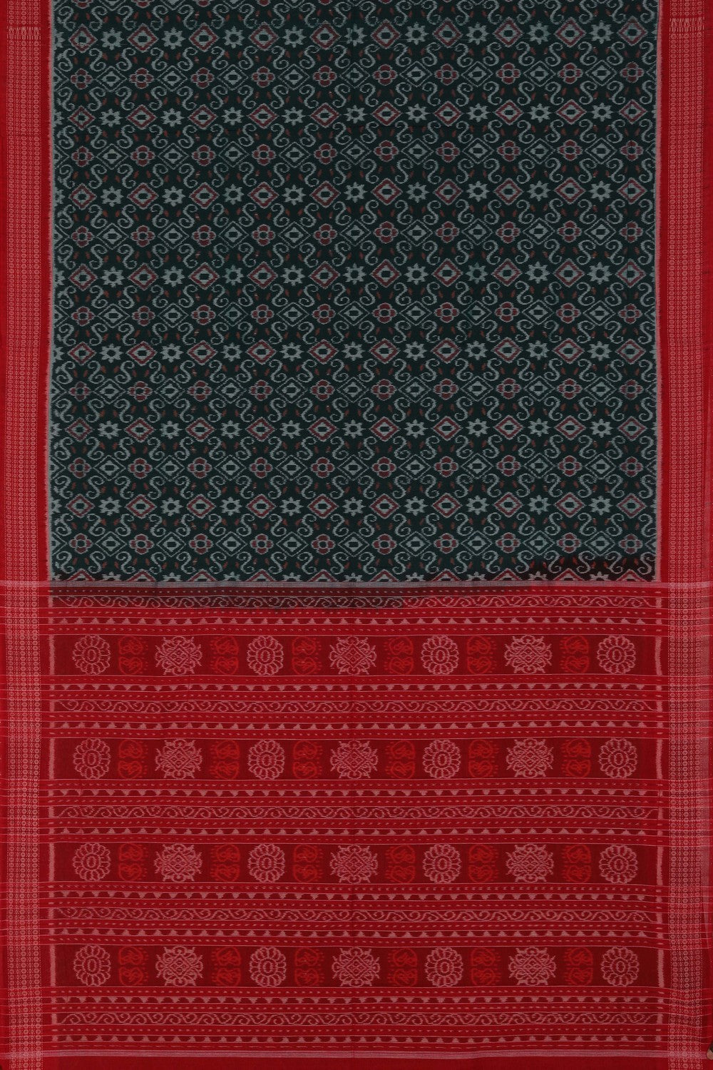 Image of Sambalpuri Cotton Teal Green Saree