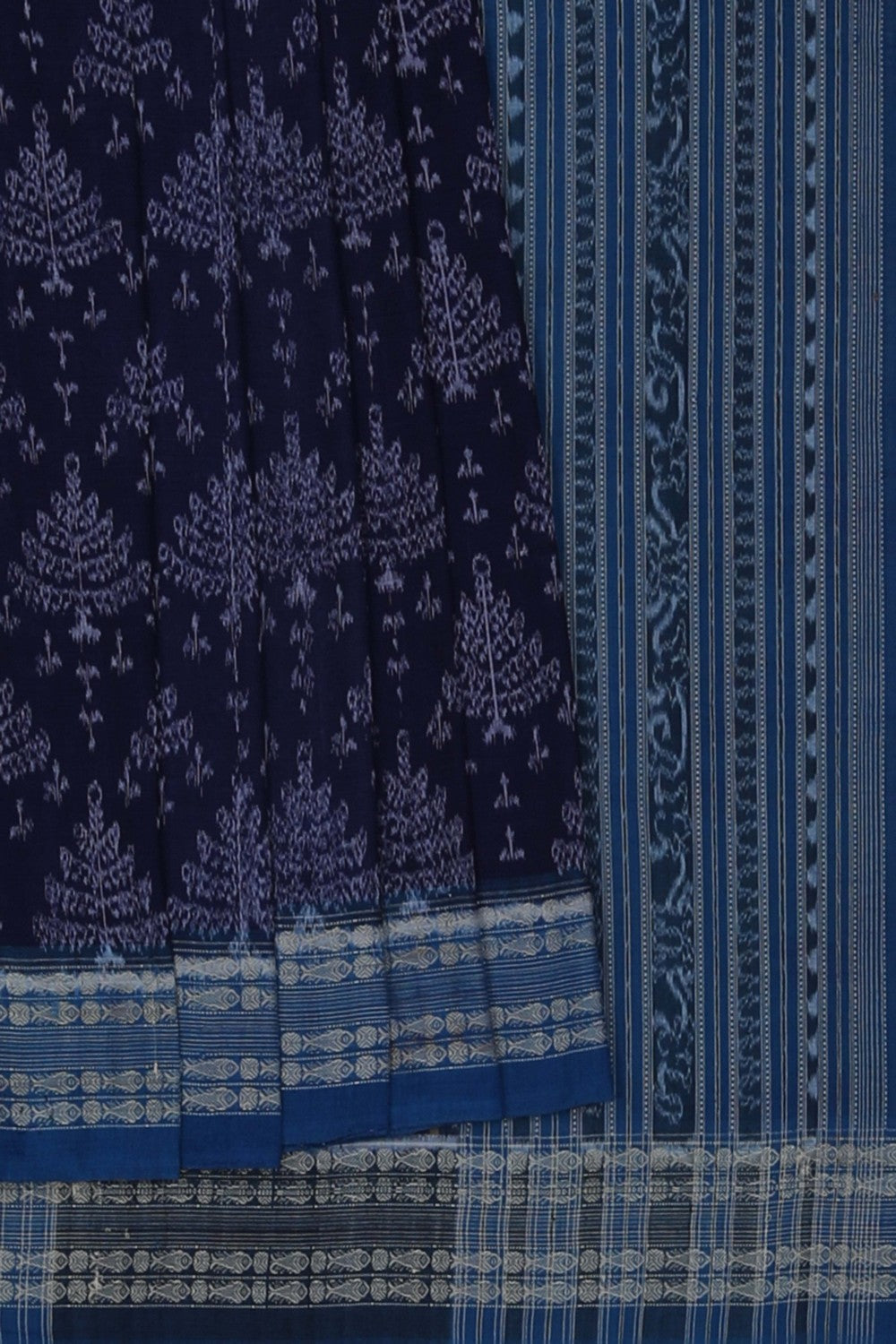 Sambalpuri Cotton Navy Blue Saree
