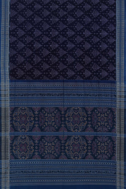 Image of Sambalpuri Cotton Navy Blue Saree