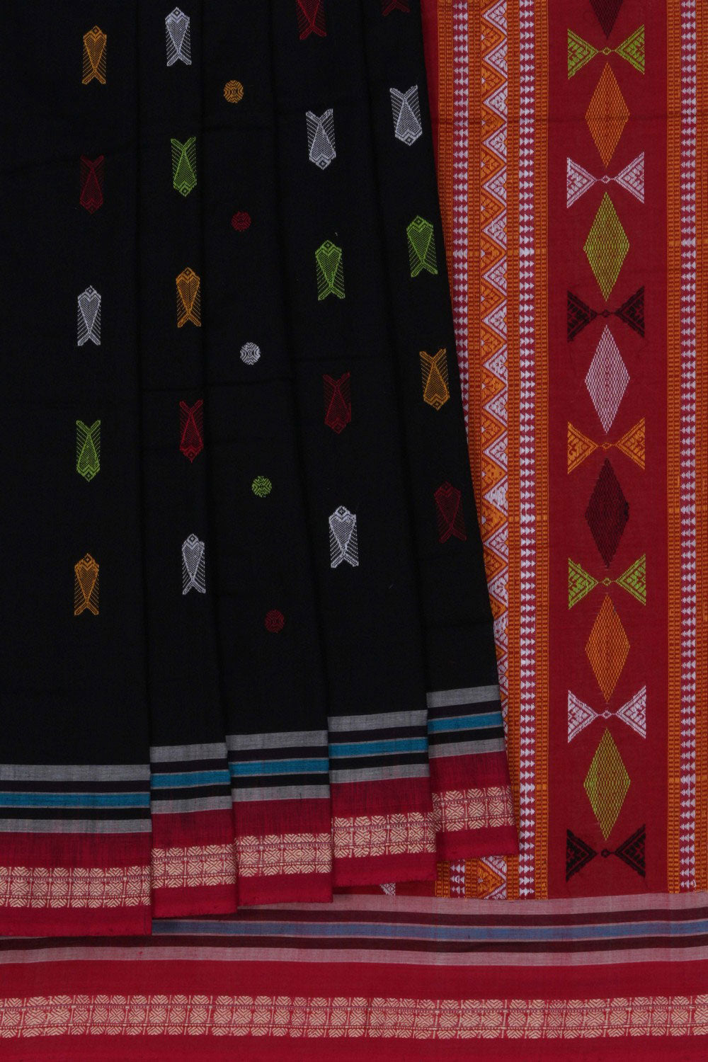 Image of Sambalpuri Cotton Black Saree