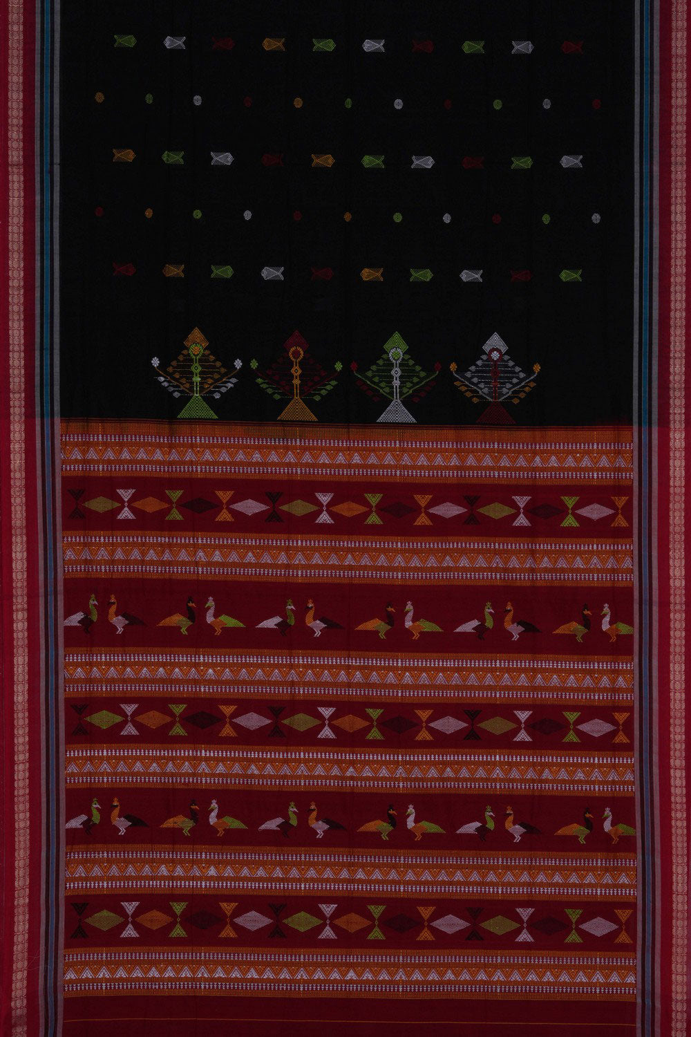 Sambalpuri Cotton Black Saree