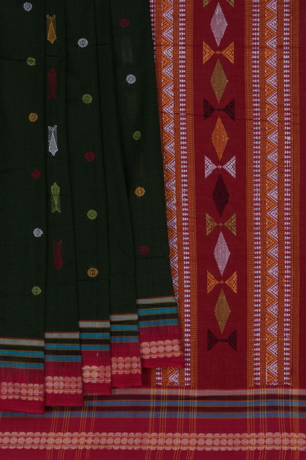 Image of Sambalpuri Cotton Green Saree